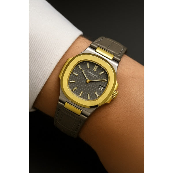 Patek Philippe Nautilus 8044 – Grey Gold Tone | 3ATM Water Resistant Luxury Watch Without Box - GlowLaa.com