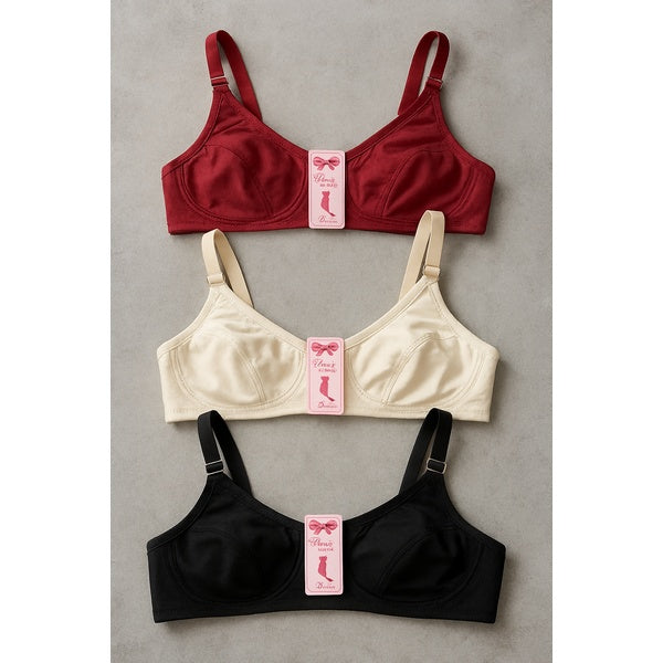 Jersey High Quality Soft Stuff Non-Padded Bra for Women – Plain, Comfortable &amp; Lightweight Everyday Wear Lingerie (Random Color, Sizes 32-42) - 32 - GlowLaa.com