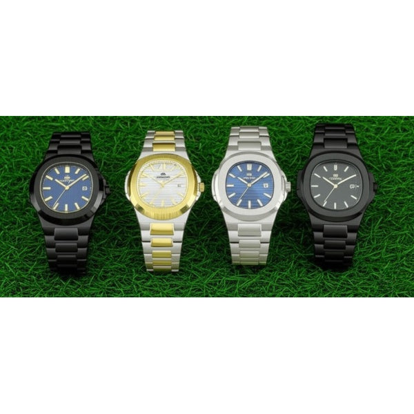 BESTWIN BW-137 Men's Luxury Quartz Watch Stainless Steel Watch – Classic Analog Display, Stainless Steel Strap, Waterproof Design, Ideal for Business and Casual Wear |Mans Watch (Without Box)  - Golden Black Dial - GlowLaa.com