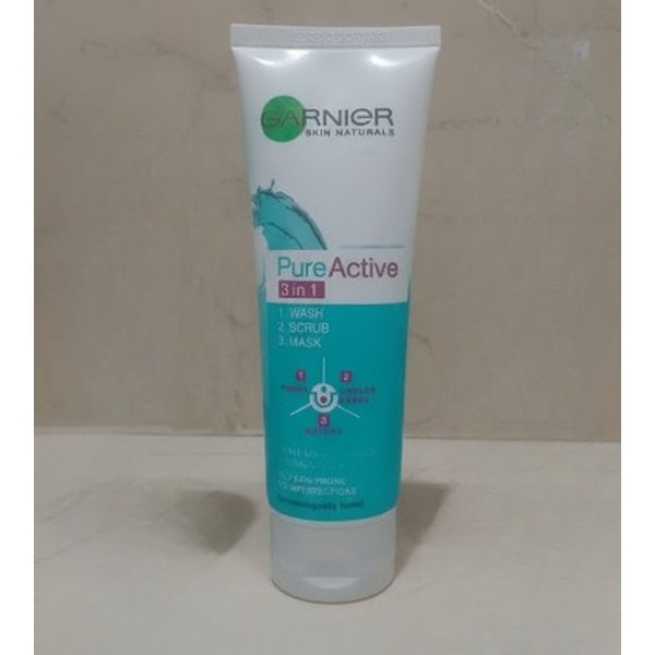 Garnier 3 in 1 Pure Active Face Wash – 100ml Liquid Cleanser for All Skin Types, Deep Cleansing and Refreshing Skincare - GlowLaa.com