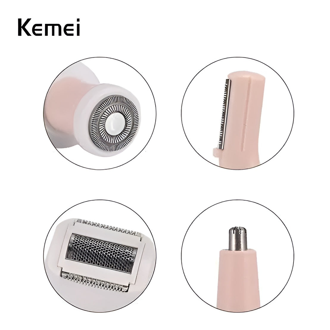 Kemei 4 in 1 Rechargeable Hair Remover Shaver Ladies epilator - KM-3024 (Random color)