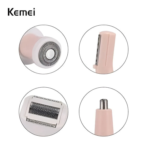 Kemei 4 in 1 Rechargeable Hair Remover Shaver Ladies epilator - KM-3024 (Random color) - GlowLaa.com