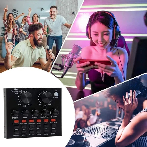 Podcast Mic Set With Live Sound Card,condenser Microphone With Rechargeable 12 Kinds Of Auxiliary Background For Karaoke Singing, Youtube Recording - GlowLaa.com