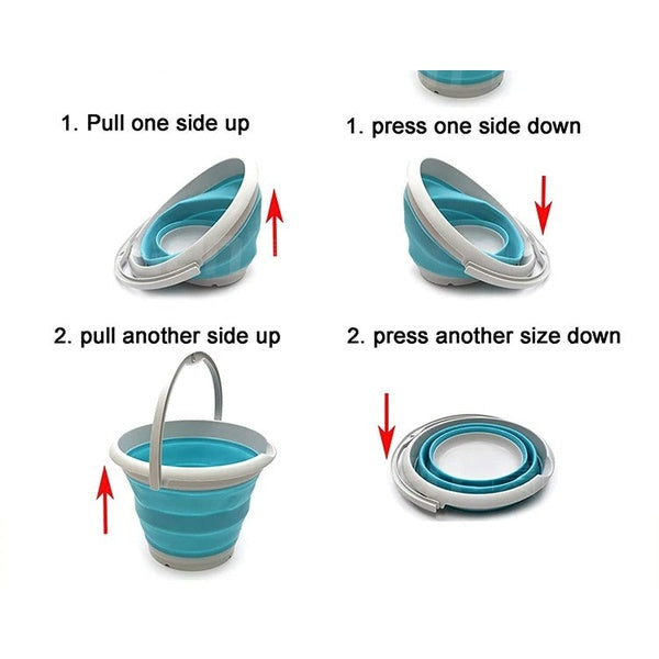 Silicon Folding Bucket Foldable Bucket With Handle 5 Litre Random Color - GlowLaa.com