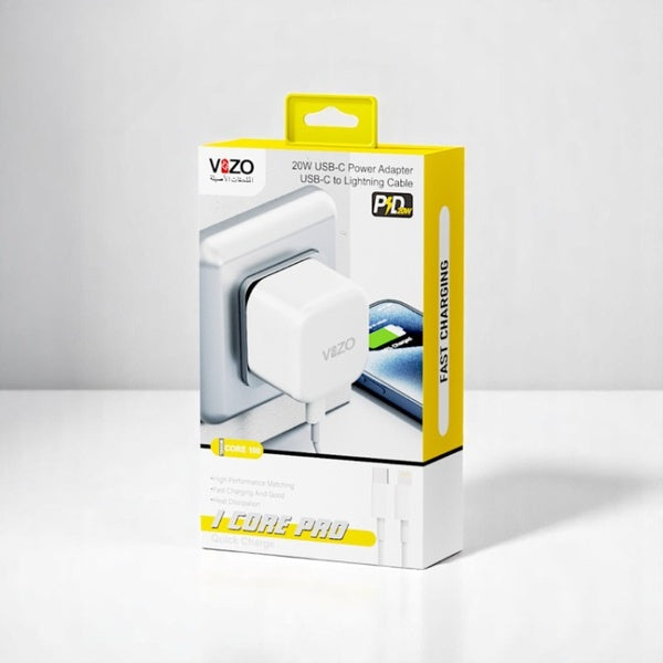 iCore Pro – Premium 3-Pin iPhone Charger with Original Lightning Cable | Best Quality iphone Charger | Vizo iCore Pro - IOS Charger - GlowLaa.com