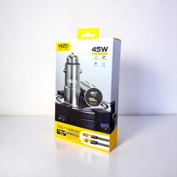 Car45 Volt Series – Dual Port Smart Car Charger (with V999 4-in-1 Cable) | Car Charger - Portable Charger For Car | Vizo Car Charger | Vizo Car45 - GlowLaa.com