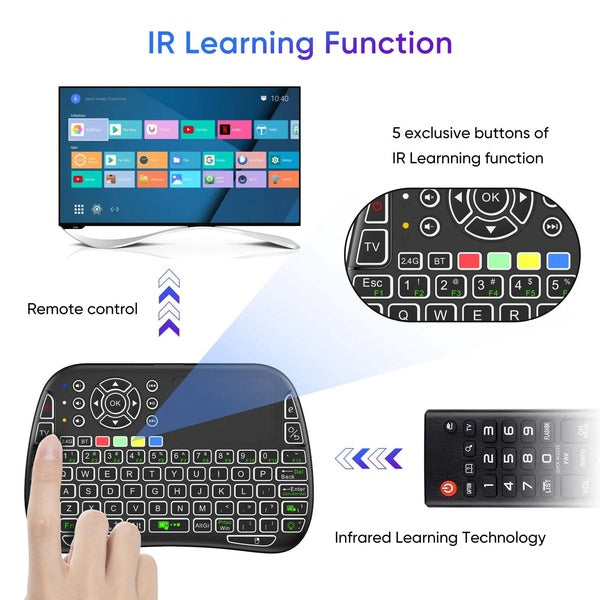 M9 Bluetooth Mini Wireless Keyboard 7 Backlit 2.4G Air Mouse Remote Touchpad - GlowLaa.com