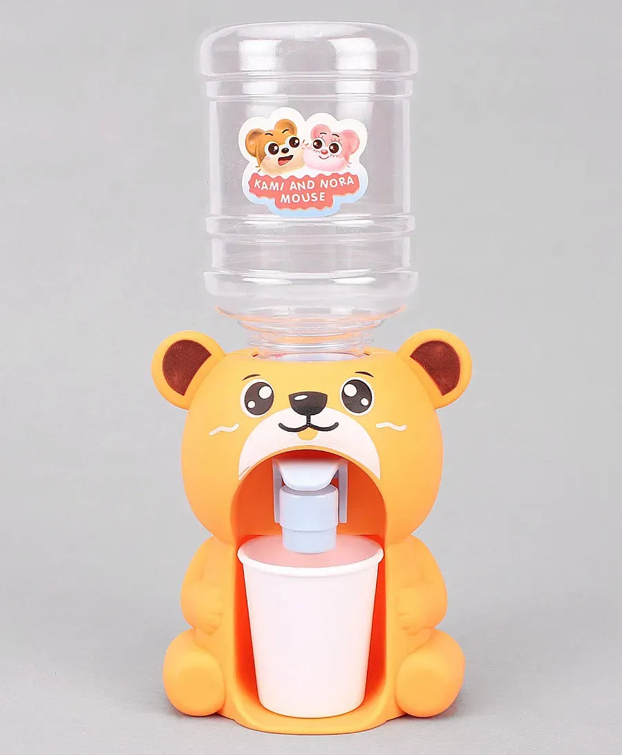 Cute Bear Water Dispenser Toy for Children Mini Drinking Fountain Pumps Water Juice Milk Drinking Fountain Simulation Cartoon Kitchen Toy (Bear) (Random Color)