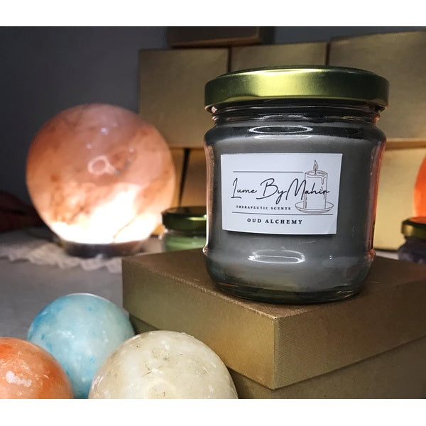 Oud Alchemy Candle | Every Flicker Tells a Tale – Handmade Amber &amp; Musk Soy Wax Candle - 100gram - GlowLaa.com