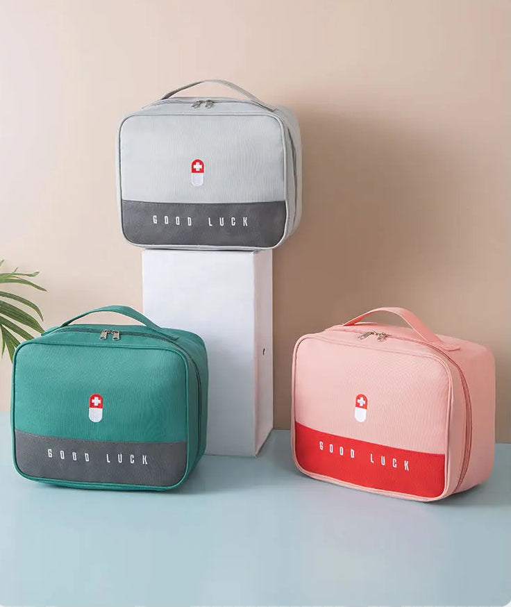 Empty Medicine Pills Storage Box Organizer | First Aid Kit Medicine Bag Portable Waterproof Outdoor Travel (Random color)