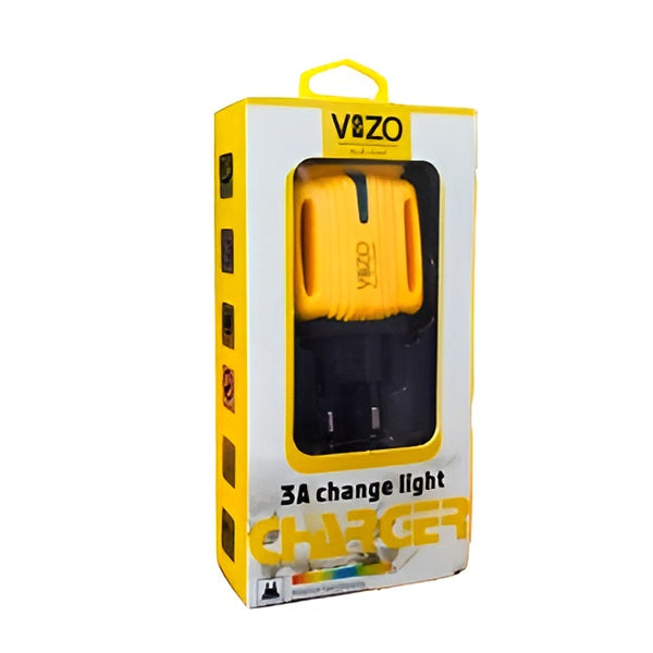 3A Light Change Charger with 2 USB Ports &amp; Built-in Micro USB Cable | Best Quality Charger For Android | Vizo 3A Charger 