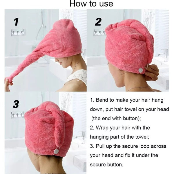 Best Hair Dryer Cap Towel - Hair Wrap Towel for ladies (random colors) - Pack of 1 - GlowLaa.com