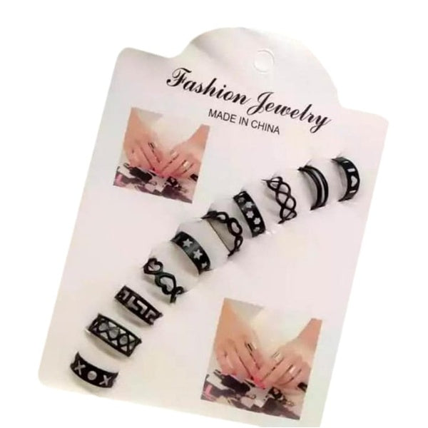 Elegant Pack Of 10 Rings - Silver - GlowLaa.com