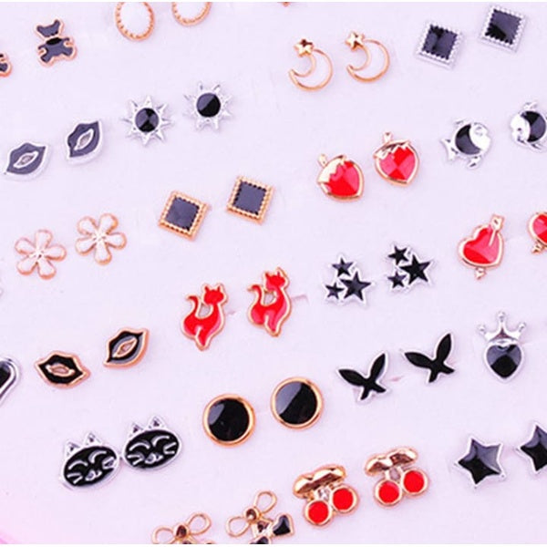 36 Pairs Of Random Beautiful studs  Silicon Back  With Back Stopper