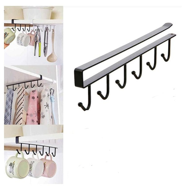 10 hooks Mug Cups Wine Glasses Storage Hooks Kitchen Utensil Ties Belt and Scarf Organizer Hanging Hook Rack Holder Under Cabinet Closet (random color )