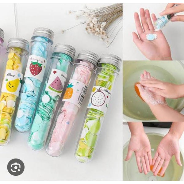 100 PC's tube disposable Paper Soap  Disposable Paper Soap  With Bottle  Multi-color