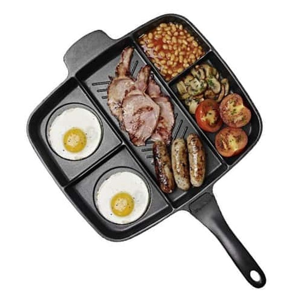 Frying pan 5-in-1 Multifunction Breakfast Fryer Pan Saucepan Flat Non-Stick Divided Frying Grill Pan Skillet Pan Eggs Steak Pots and Pans Frying Pan - GlowLaa.com