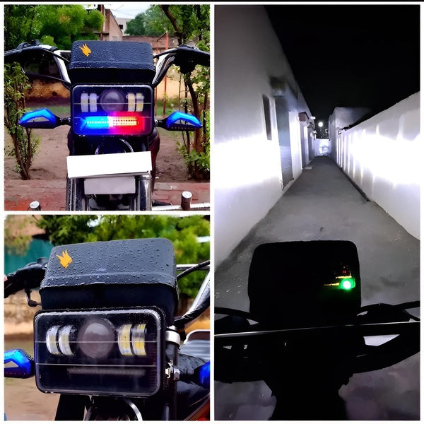 LED Headlight 6 × 4 / square led light 4 × 6 for all bikes | motercycle headlight for 125 cg 70cc bikes | sos pattern cg 125 and 70cc - GlowLaa.com