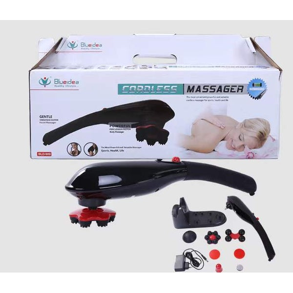 Blue idea Rechargeable Cordless Massager with different heads | Deep Massager for Muscles Neck Cordless Electric Body Massager - GlowLaa.com