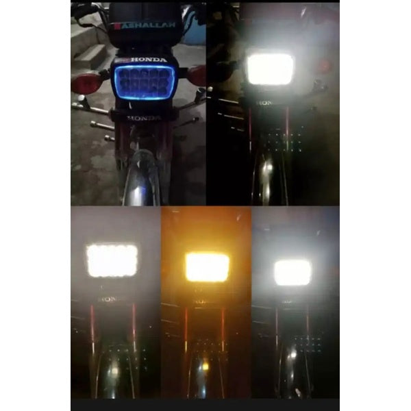 5 function led headlight 15 led white and Fog light  high beam 15 led fog bike headlight for 70 &amp; 125/All functions led light
