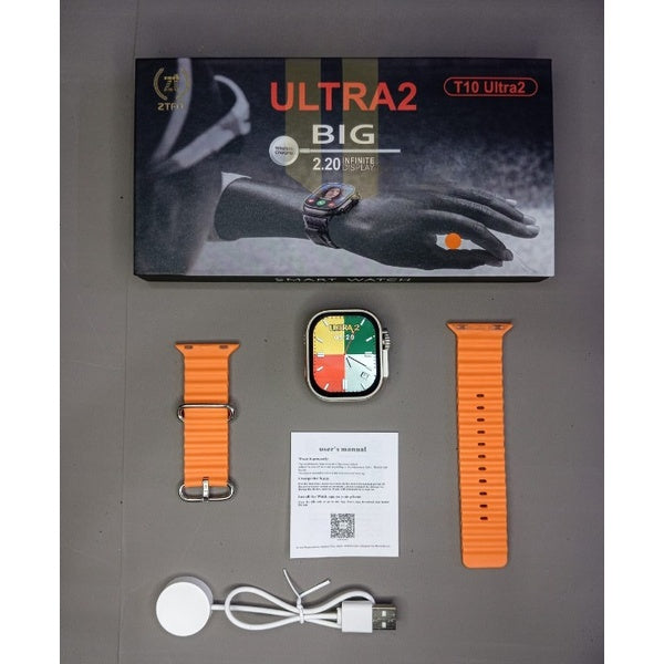Ultra 2 Smart Watch |  T10 Ultra 2 Watch Big Screen 2.20 infinite Display Bluetooth Call Game Heart Rate Sleep Monitoring Smart Watch (Random Color)