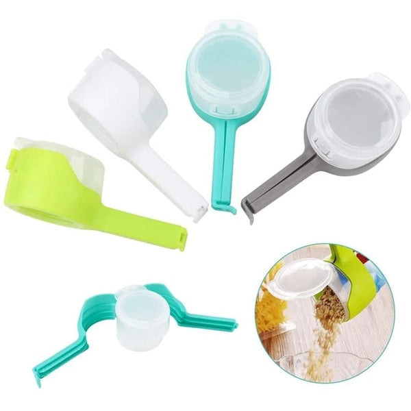 Food Sealing Clip with Discharge Nozzle Plastic Bag Moisture Sealing Clamp Food Saver Kitchen Snack Tool (Random Color) - GlowLaa.com