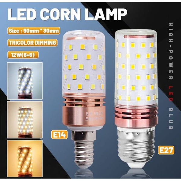 E14 LED Corn Light Lamp Bulb | 3 in 1 light modes Chandelier, Candle LED Light For Home &amp; Decoration - 12W/16W - 12 W - GlowLaa.com