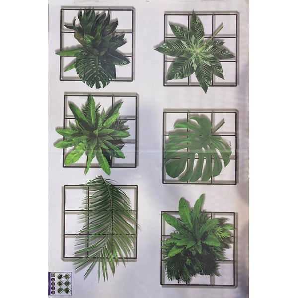 3D Green Plant Wall Sticker, 3D Effect Tropical Vivid Green Plants Wall Stickers for Living Room, Bedroom (Random Design)