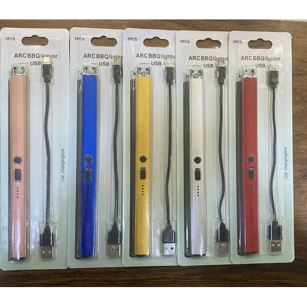 Gas Lighter  Long with New Slide Out Design  USB Gas Lighter Rechargeable with LED Display, Plasma Arc Lighter (Random color)