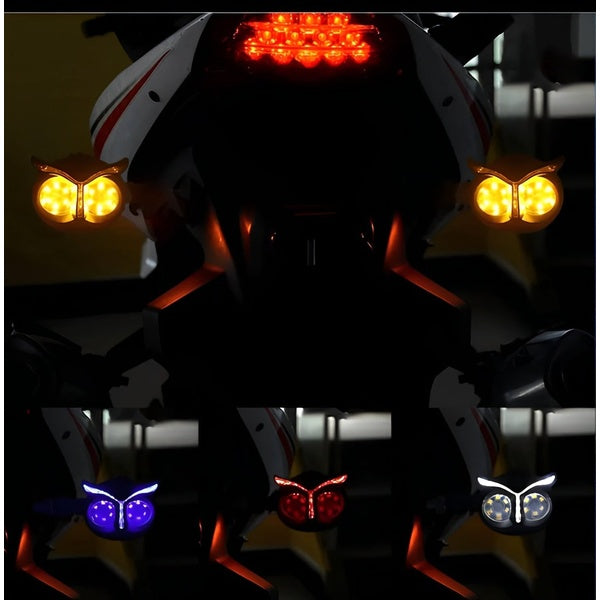 Pack of 4 pcs Owl Style Dual Color Motorcycle Driving Headlight, Turn Signals Light, Fog Lamp for all bikes (Random Color)