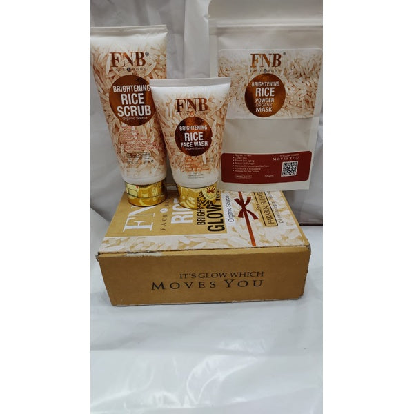 FNB Rice [3 in 1] Whitening Brightening Glow Kit | Home Facial For Best Skin for Girls and Women