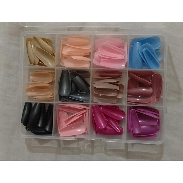 144 PCs nails box colorful and Shiny nails box (Random Color)