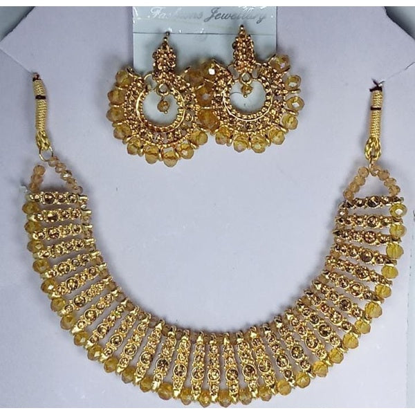 Colorful chowker neckless and  crystal round earrings  jewellery set for girls, womans - Black - GlowLaa.com