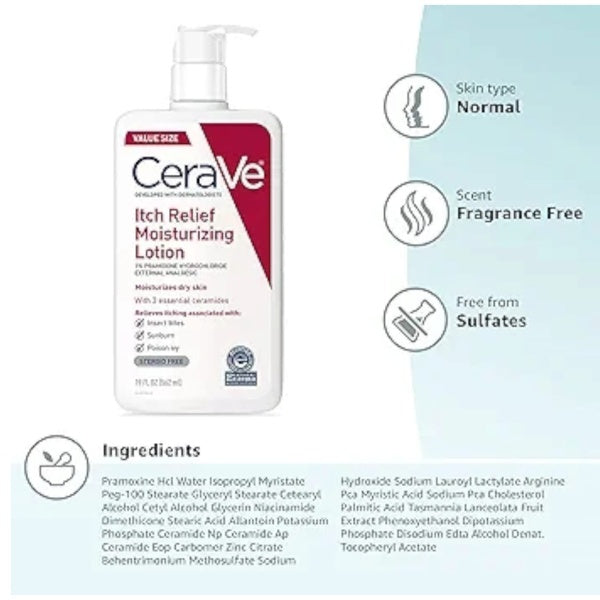 CeraVe Itch Relief Moisturizing Lotion with Pramoxine Hydrochloride for Dry Skin  (237ml)