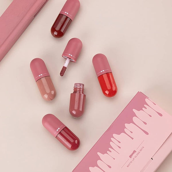Pack of 5 Matte Lip Gloss Kit | 5 Capsule Matte Lipstick Set - GlowLaa.com