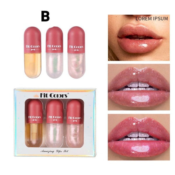 Set Of 3 Lip Oil Gloss Volumising Lip Plump Enhancer Fuller Lip Plumper Base Set - A set - GlowLaa.com
