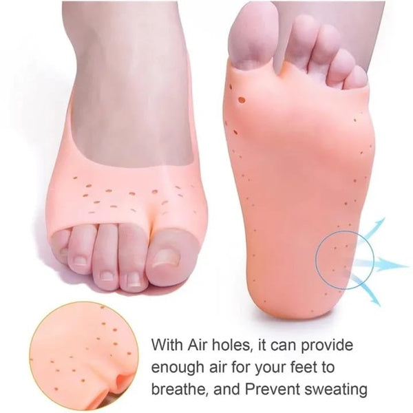 Silicone Gel Moisturizing Socks, Non-Slip Socks, Cracked Foot Prevention Socks, Foot Care Tool with Breathable Hole - GlowLaa.com