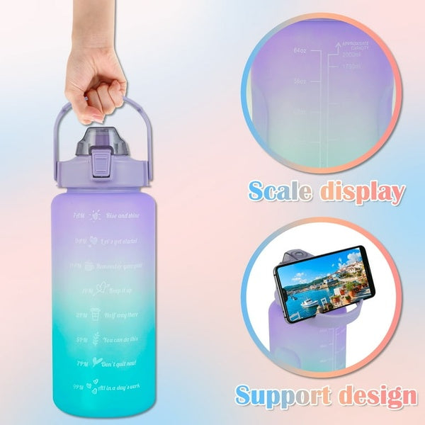 Sports Water Bottles 3 Pcs Set with Motivational Time Marker &amp; Leak Proof Flip Top Lid  (random color)