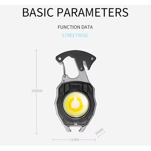 Multifunction Keychain COB Work Lights Strong Magnet Mini Torch with Cigarette Lighter Screwdriver USB Rechargeable Flashlight (Random color)
