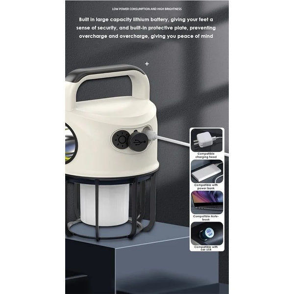 Portable Camping Lights with 4 Lighting Modes, Torch Mode, USB Rechargeable Camping hiking Lantern with Hook, Waterproof Tent Light