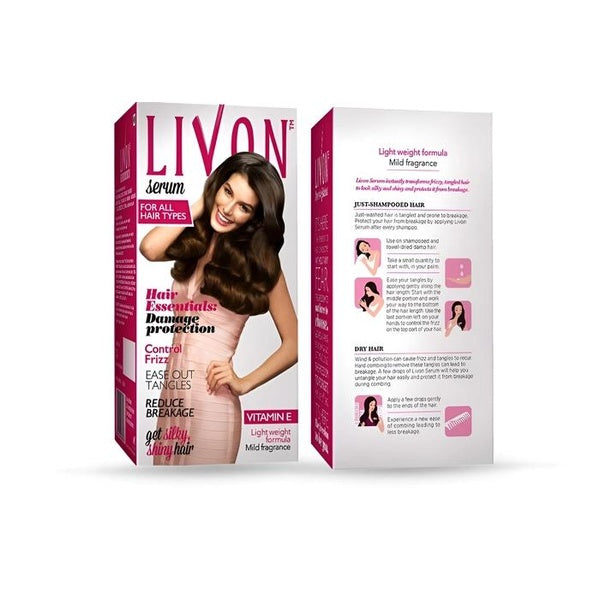 Livon Hair Serum Damage Protection Vitamin E - 50 / 100 ML - 50 ML - GlowLaa.com