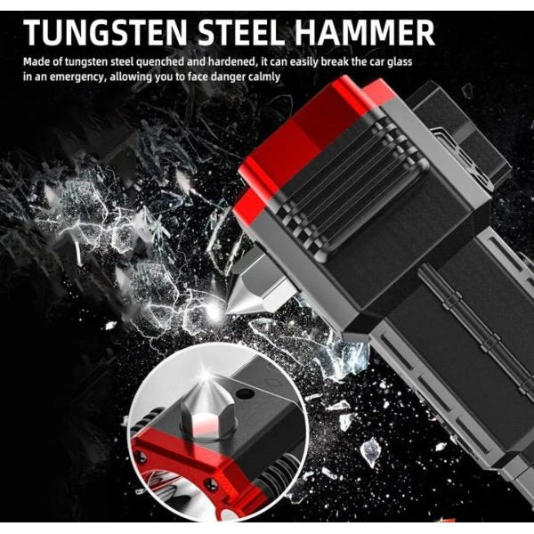 High-power Led Torch Light Rechargeable Flashlight And Multi functional Tactical Hammer &amp; Power Bank To Charge the Phone With Box ( Random Color )