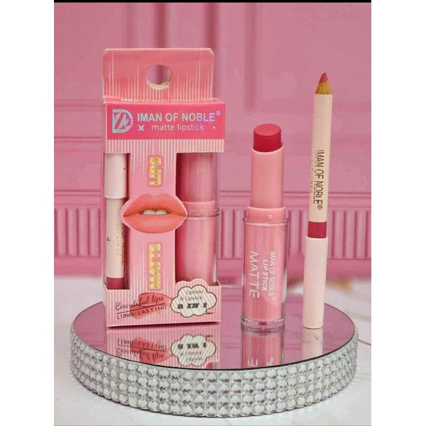 2 In 1 LIPSTICK AND LIP LINER SET IMAN OF NOBLE DYE AND PENCIL