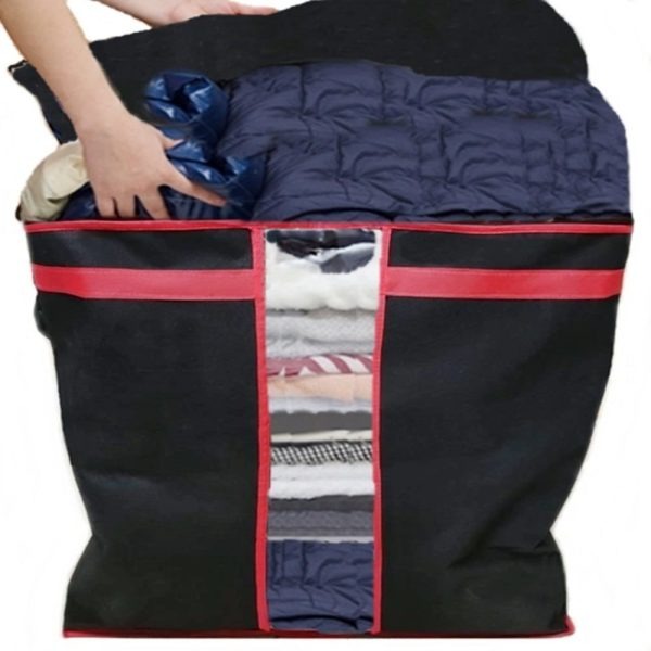 Black Storage Blanket Bag Organizer Folding Bag Organizer, Cloth Storage Boxes For Wardrobe ) - pack of 1
