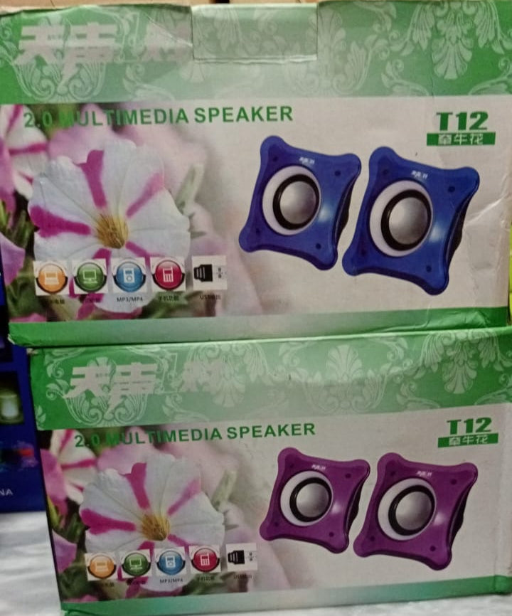 (Pair)  T12 Mini multimedia 2.0 speakers Music Stereo for Computer Desktop PC Laptop   Party Portable Loudspeaker (random color)