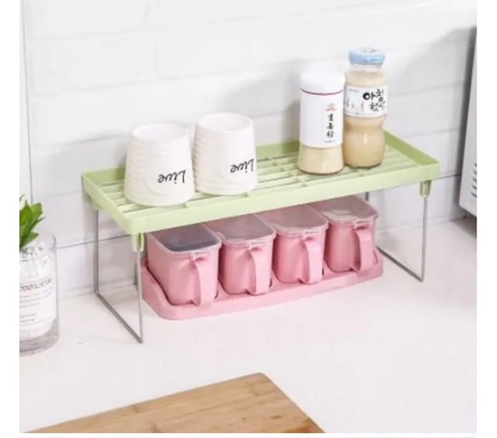 Folding Stack up shelf for spice jars Cabinet Shelves foldable Shelf Stand Spice Jars Rack Cupboard Storage Support Kitchen accessories Pantry Organizer - 1 tier