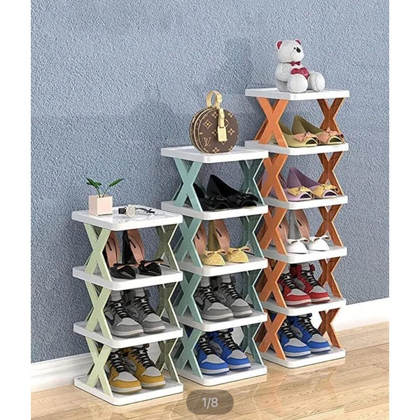 New Arrival Stackable Shoe Rack Multi-layer Storage Shoes Shelf Box Plastic Space Saving Cabinet Shoes Organizer for Entry (Random Color) - 5 Layers