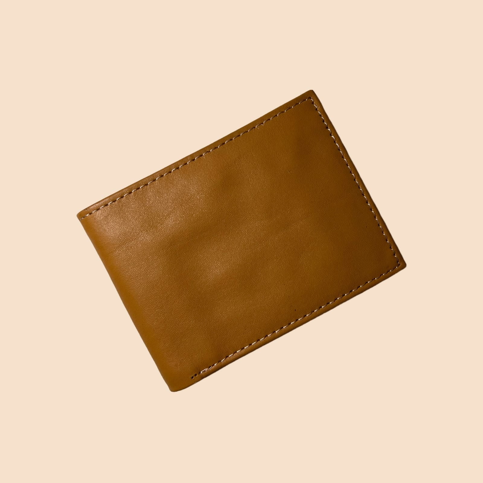 buffalo Leather  Plain Wallet Men Short Wallet Purse Small Vintage Wallets Card Holder ( camel color )