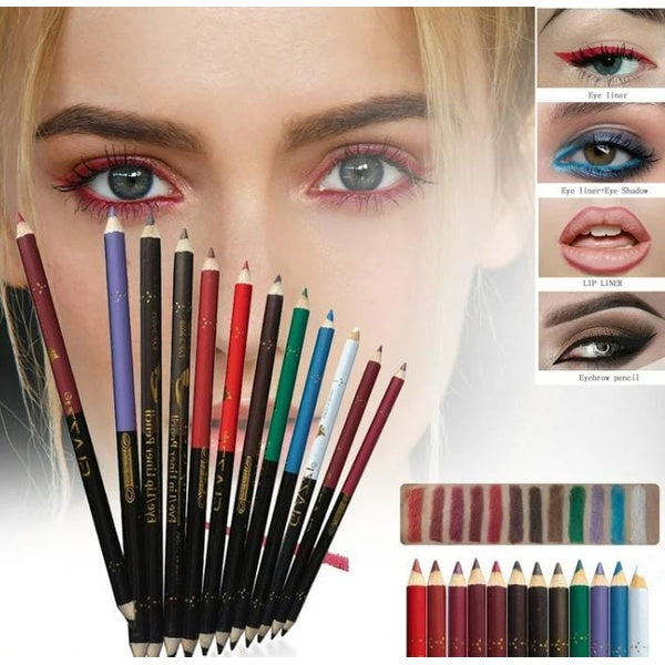 ( Pack of 12 )2 in 1 colors eye pencil multipurpose  Eye Pencil (Random color )