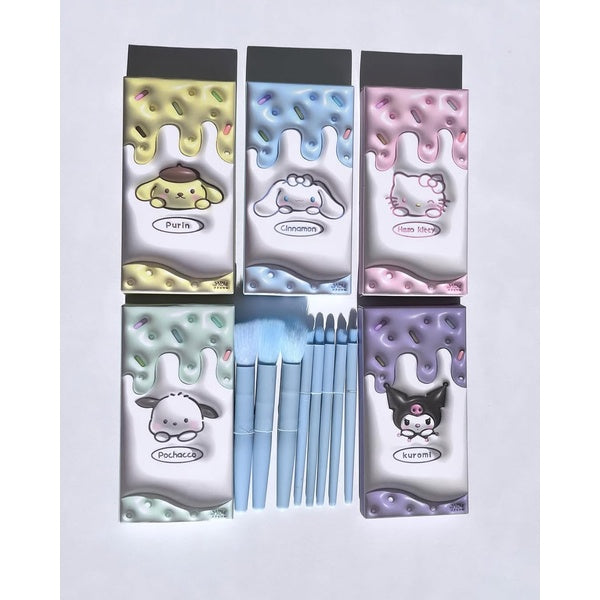 8 Pcs Makeup Brush Set In Velvet Bag Makeup Concealer Brush, Blush Powder Brush - Blue